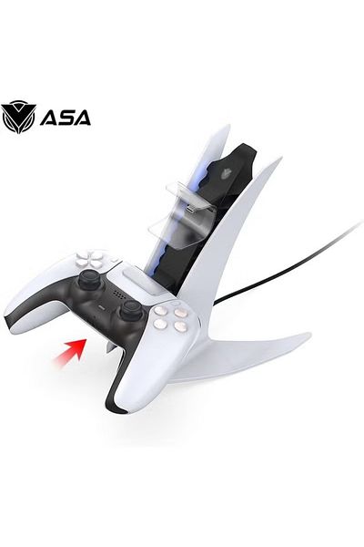 ASA Dual USB Charging Station for PS5 DualSense Controllers with LED Indicators and Fast Charging