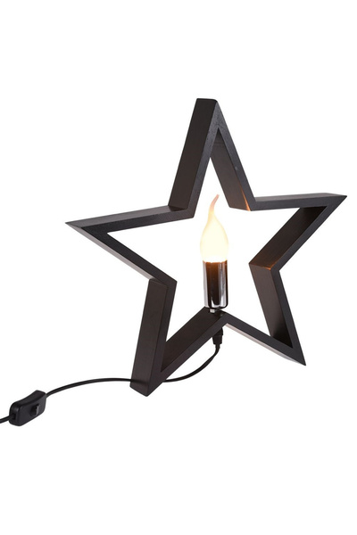 shumee Wooden table lamp, black star, 34.5 cm
