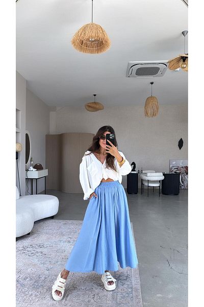 Buket Teke Baby Blue Midi Strawberry Skirt