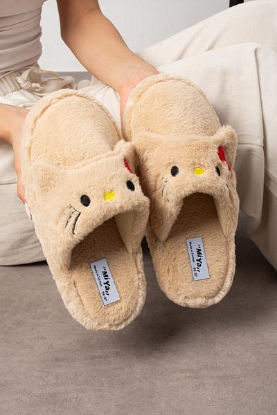 StWenn Women's House Slippers Teddy Bear Figured Plush House Slippers Do Not Make Sound Sole Warm Stylish Design