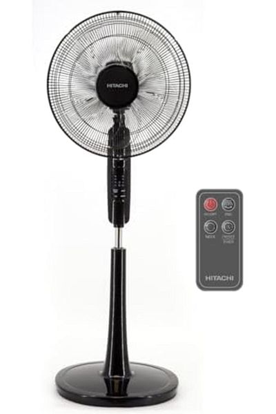 Hitachi 16" Stand Fan with Remote, 3D Oscillation, 70° Head Swing, 3-Speed, Adjustable Height, 5-Le