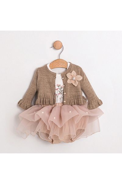 ministok Monica Cardigan and Tutu Skirt 3-Piece Baby Girl Set