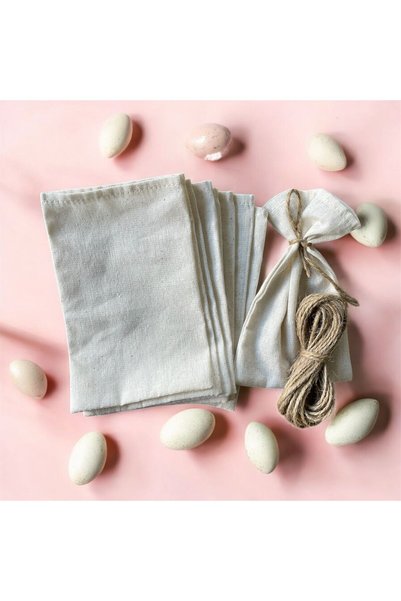 LİFENES 50'li Çok Amaçlı Bez Keten Kese 10x15 cm - Jüt İpli Nikah, Düğün, Lavanta, Takı, Sabun, Mum Kesesi