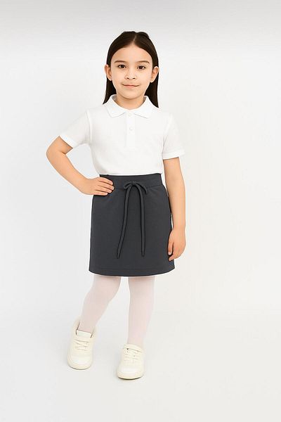 FERRY BUTİK Girl's Back to School Waist Rubber Ribbed Waist Shorts Skirt