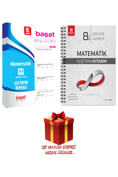 Başat Yayınları 8. Sınıf Matematik Yaprak Test+Başka Matematik Alıştırma Kitabı