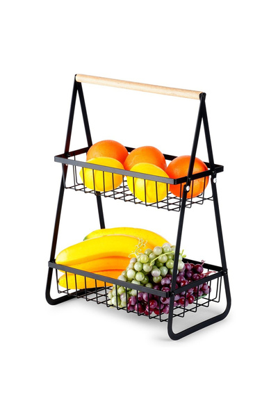 shumee Black metal fruit basket, 2 tiers
