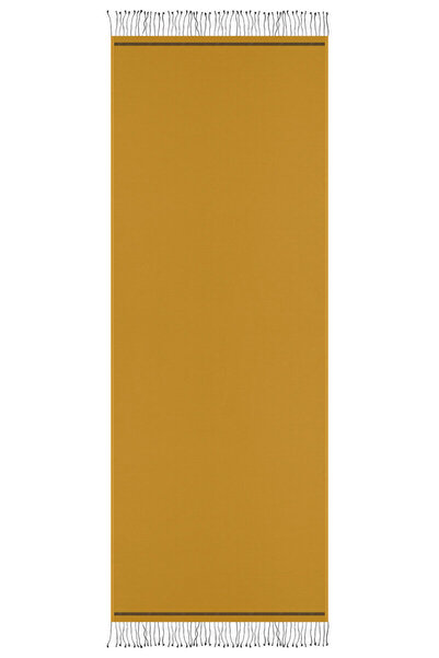 Bursa İpek Mustard Black Double Sided Silk Shawl
