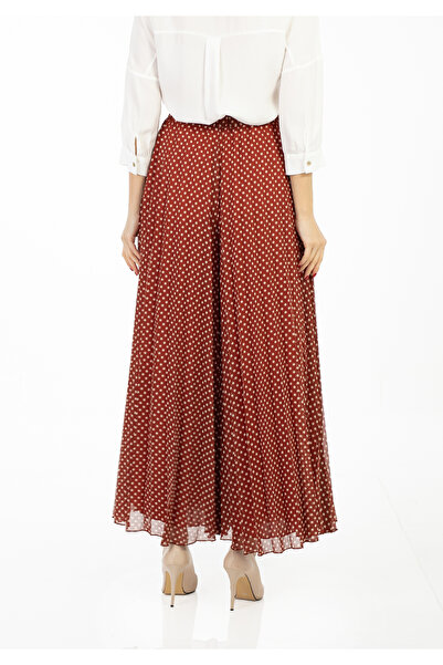 Guzella Maxi Size Polka Dot Lined Pleated Chiffon Trousers