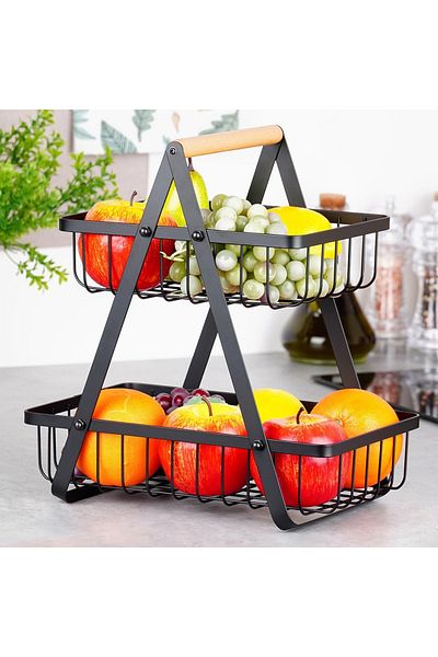 shumee Black metal fruit basket, 2 tiers, 27x17.5x29 cm