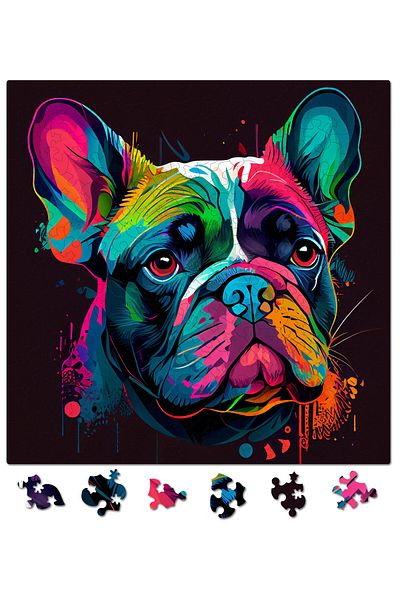 WoodMix Puzzles Wooden Puzzle with Animals - Dogs - French Bulldog