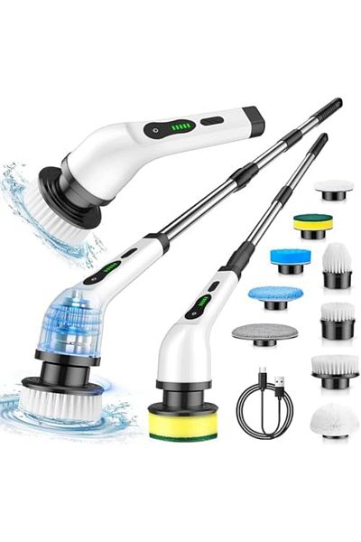 Shopi Electric Cleaning Brush Scrubber, Electric Spin Scrubber 9 Replaceable Brush Heads and Adjustable Lo