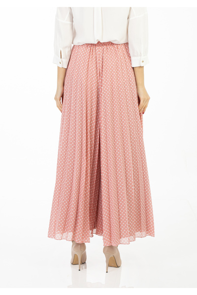Guzella Maxi Size Polka Dot Lined Pleated Chiffon Trousers