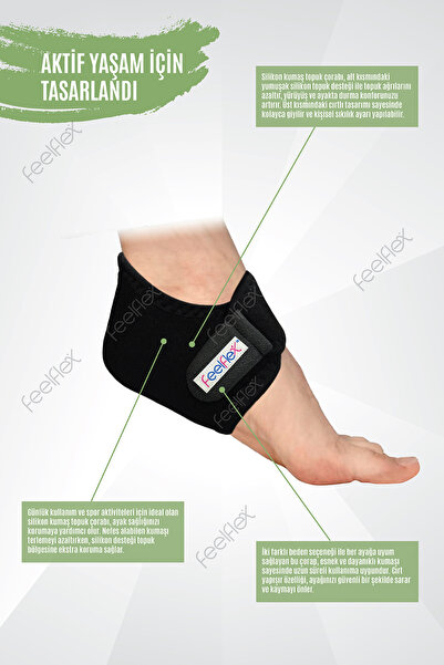 Feelflex Topuk Dikeni Silikon Destekli Topuk Çorabı Cırtlı Ayarlanabilir Raha...