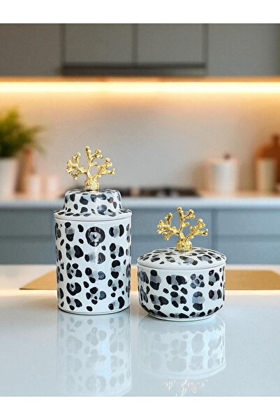 ferayhome غطاء سيراميك لملحقات المطبخ، صندوق ليوبارد رمادي، صندوق ليوبارد رما...