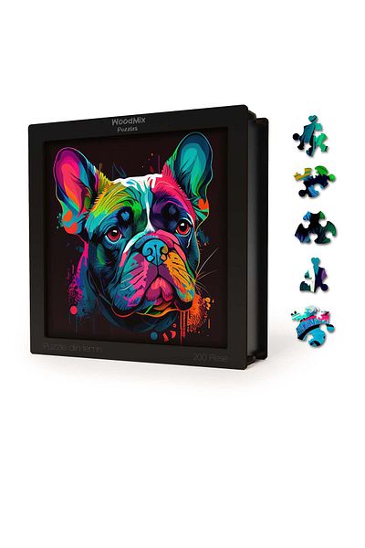 WoodMix Puzzles Wooden Puzzle with Animals - Dogs - French Bulldog