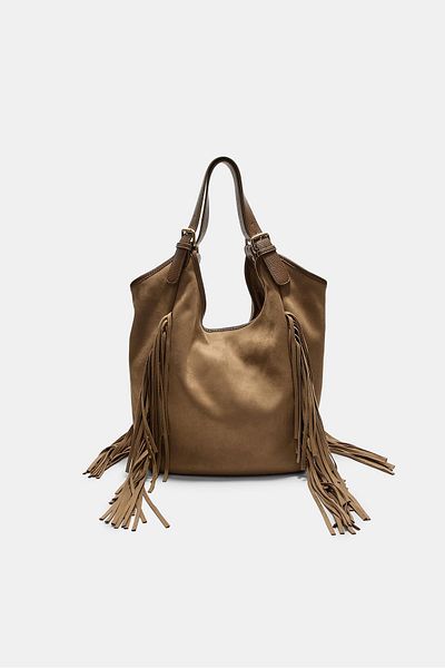 Stradivarius Faux suede bag with maxi fringe