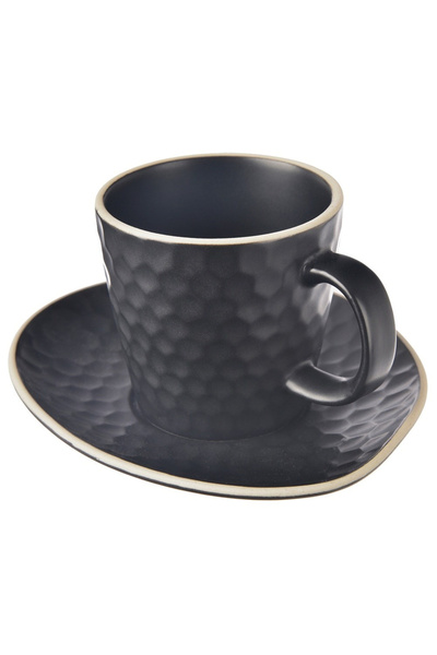 shumee Black ceramic cup with saucer TEA TIME 235 ml