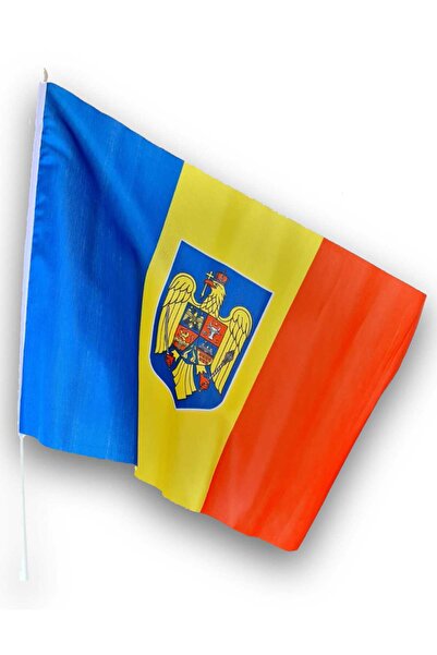 SDX Market Set of 12 Romania car flags with coat of arms and holder to attach to the car window