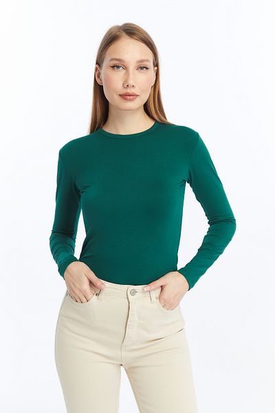 LAENT Women's Emerald Black White Round Neck 3-Piece Bodysuit