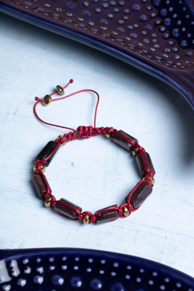 DENİZ Certified Macrame Lal Natural Stone Bracelet