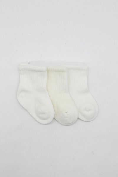 Bistyle Organic Seamless 3-Piece Basic Combed Cotton Socket Baby Socks 0-3 Months