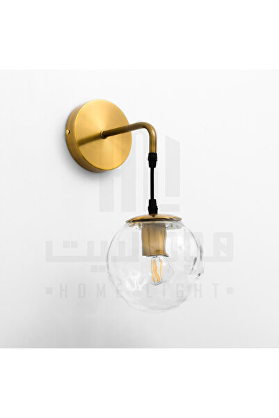 homelight ابليك نحاسي كرة زجاج شفافة