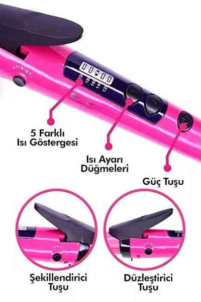 Kanonik Education Hair Straightener Styling Curling Iron Dual Styling Heat Adjustable