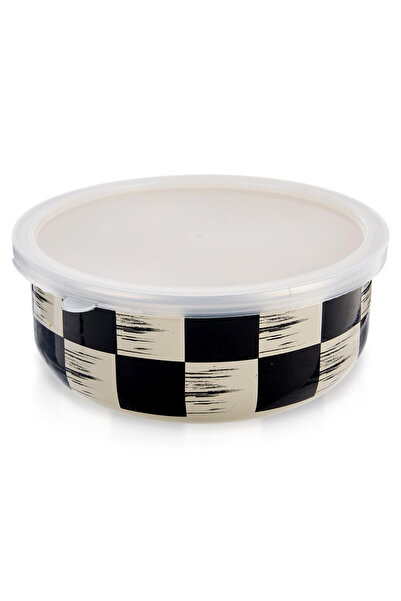 shumee Bol emailat cu capac, CHECKERBOARD, 19 cm, 1,5 l