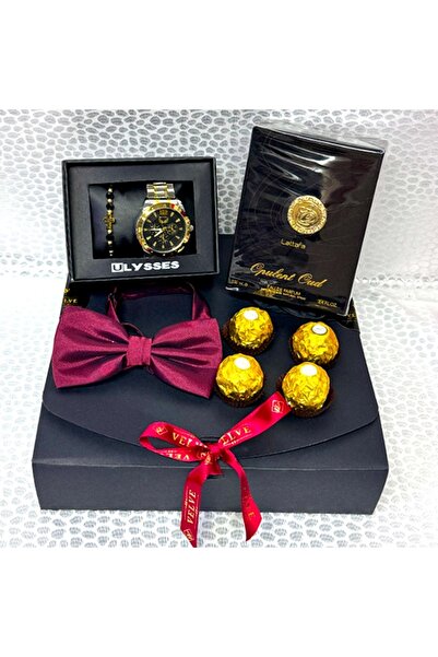 velve Πλούσια συσκευασία για άνδρες, με γλυκά, παπιγιόν, ρολόι και βραχιόλι, πολυτελές αραβικό άρωμα Lattafa