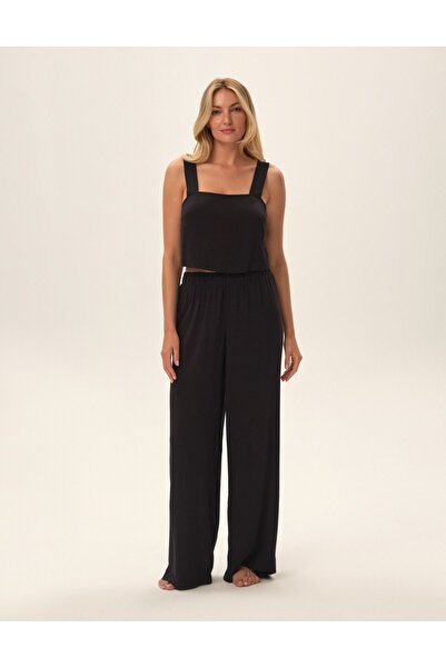 ESOTIQ Set pijama pentru femei, format din 2 piese, top scurt și pantaloni lu...