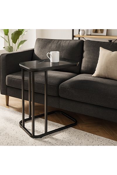 Vi Markets Single serving table - black wood top - metal bases