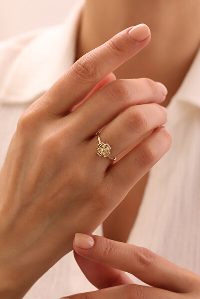 YAVUZ KUYUMCULUK 14 Ayar Altın Kalemli Yonca Yüzük