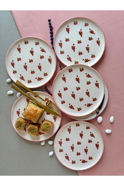 Yiğit Seramik Züccaciye Blackberry Garden 6 Dessert Plates