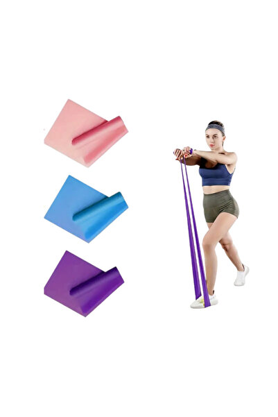 Povit Pilates Bant Seti 3’lü – 150 x 15 cm Direnç Lastiği (Düşük, Orta, Yüksek)