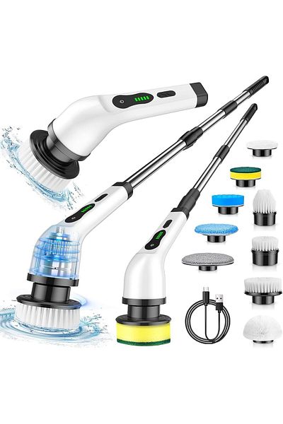 Shopi Electric Cleaning Brush Scrubber, Electric Spin Scrubber 9 Replaceable Brush Heads and Adjustable Lo