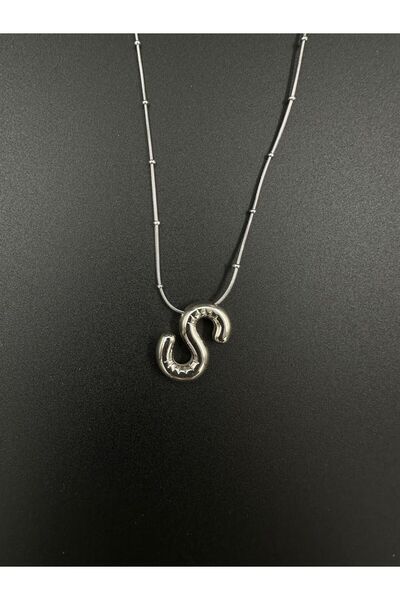 RoyalVance Çelik Harfli Kolye Silver Paslanmaz Kararmaz Çelik Balon Harfli Ko...