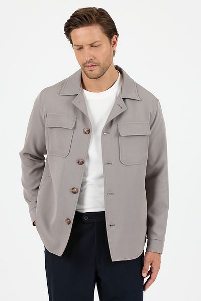 Frappoli Viana Men's Gray Overshirt Lycra Sports Jacket