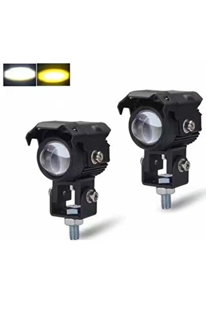 GMS Motosiklet Sis Farı Yuvarlak Beyaz & Sarı Işık 2 Adet