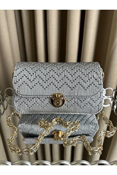 AZA El Örgüsü Kadın Kanvas Zincirli Çanta