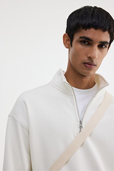 H&M Loose Fit Yarım Fermuarlı Sweatshirt