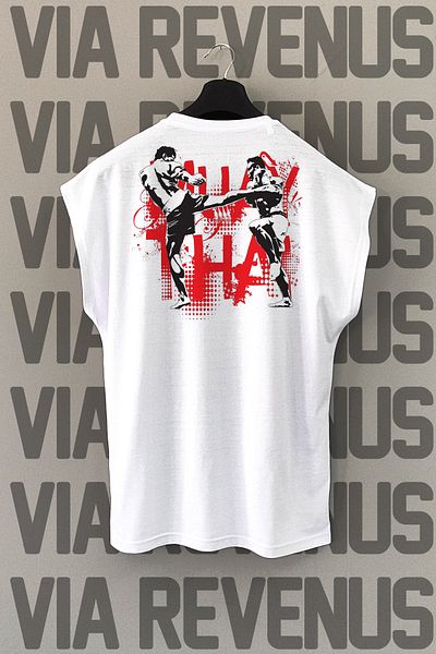 Vordevia Muay Thai Back Printed Zero Sleeve Crew Neck Sports Tshirt