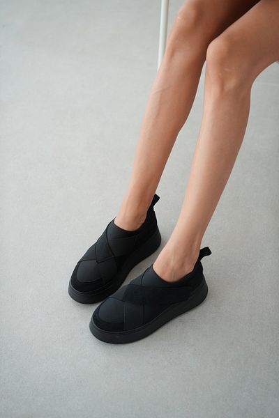 selinshoes Selves Asymmetric Cut Single Tape Velcro Women's Sneaker - Black