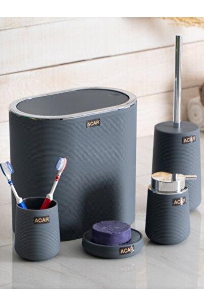 ACAR Ακρυλικό κάλυμμα κουνιστήρι 5 τεμαχίων Σετ μπάνιου ΓΚΡΙ