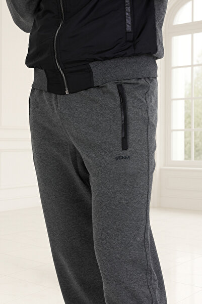 BESSA Smoked Stand Collar Wolf Printed Tracksuit Set Parachute Fabric Detailed Zippered Pocket Straight Leg Men