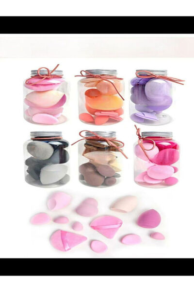 HaLVeY 12 Parça Kavanoz Kutulu Makyaj Sünger Seti