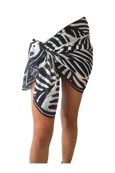 Mavi Masal Short Pareo - Geometric Zebra Pattern 150X50 cm