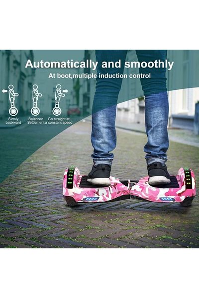 EMATTERIO Hoverboard Electric Roți din Metal 6.5 Inch – Viteză 15 km/h, Bluetooth, LED-uri, Boxă Incorporată
