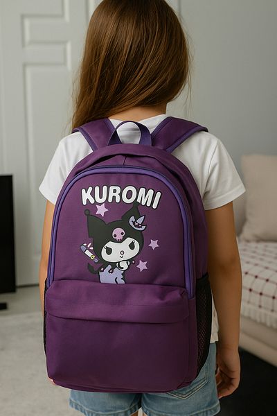Silmarillion Children's School Set Comfortable Back Supported 3 Compartment School Bag 3 Piece Kuromi School Bag Set 40*32cm