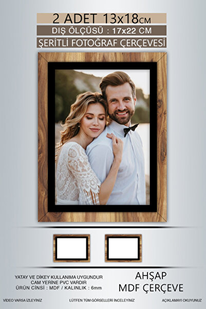 yhfoto 2 komada okvira 13x18 - Drveni okvir sa crnim prugama - MDF okvir - PV...