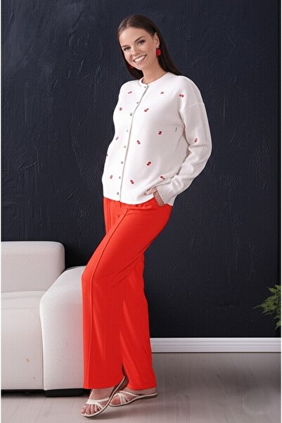 FLEX FASHION Kadın TREND POPÜLER KURDALE DETAYLI 60 CM triko Hırka